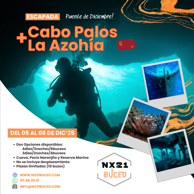Viaje buceo a Cabo de palos La Azohia con detalles sobre fechas y actividades